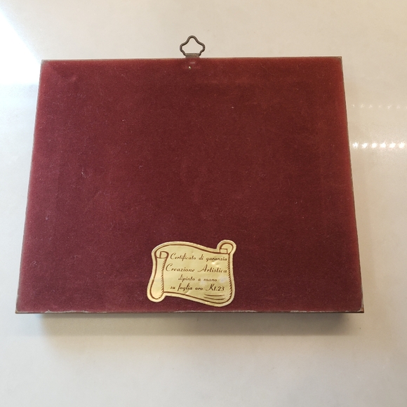 Vintage Italian Picture of a Bridge, Stream &Nature on hand-painted on gold leaf - Picture 7 of 10